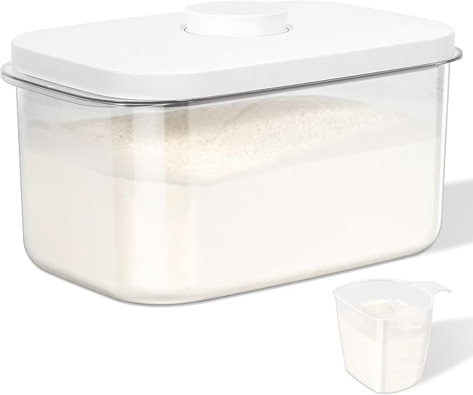 Airtight 12 Lbs Flour Sugar Storage Containers 6.34 Qt Rice Holder BPA Free | Clear PET Plastic Pet Dog Cat Food Storage Container with Pop Up Lid Dry Food Bin for Kitchen Pantry Organization - Image 8