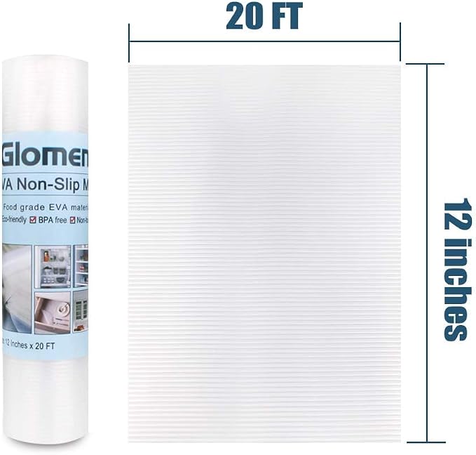 Shelf Liner, Non-Slip Cabinet Liner, Washable Oil-Proof for Kitchen Cabinet, Shelves, Refrigerator, Storage, Desks, 12 Inches x 20 FT, Non Adhesive Drawers - Image 7