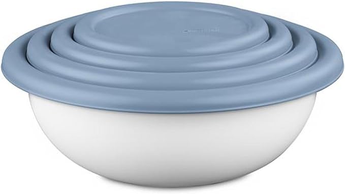 Sterilite Covered Bowl Set, Plastic Nesting Kitchen Mixing Bowls with Pour Spout, Meal Prep Food Storage Containers with Lids, Washed Blue (Set of 18) - Image 7