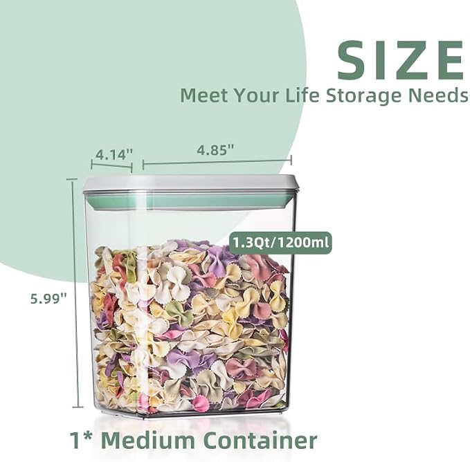 Pop Airtight Food Storage Containers with Lids- 3 Pcs Stackable One Button Opening Food Containers, Kitchen Pantry Storage Containers for Snacks Candy Salt Herbs Spices BPA-Free (1.2 QT * 3) - Image 6