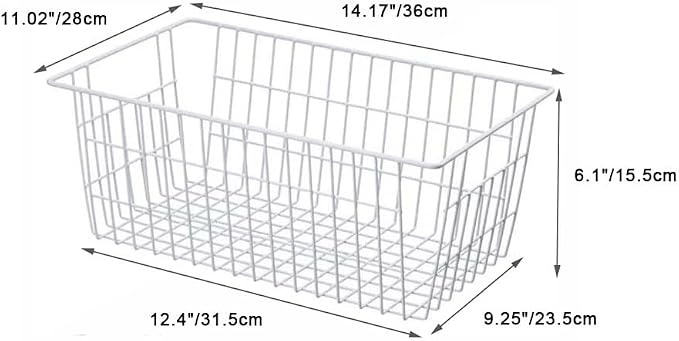 SANNO 14" Wire Freezer Baskets, Farmhouse Metal Wire Storage Basket Freezer Storage Organizer for Kitchen Pantry, Set of 8 - Image 7