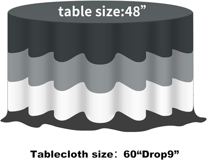 Cupuamon 2 Pack Waterproof Polyester Fabic Round Checkered Tablecloth,60 Outdoor Table Cloth,Oil Stain Prevention Table Cloth for Pinics and Parties(Gary and White) - Image 9