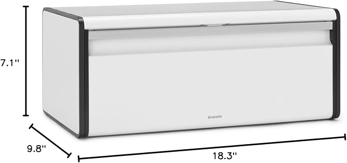 Brabantia Rectangular Fall Front Bread Box | White | Large Metal Front Opening Bread Store for Kitchen Countertop | Flat Top for Extra Storage, Magnet Closing Lid | Fits 2 Loaves - Image 8