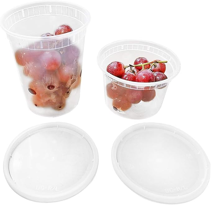 32 Oz Deli Containers with Airtight Lids | Heavy Duty BPA Free Food Storage Cups for Soup Meal Prep Slime Leftovers | Microwave Freezer Safe Reusable Round Containers | 24 Pack - Image 2
