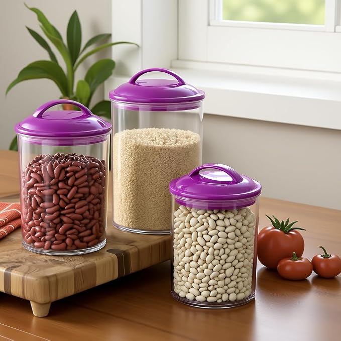 Reston Lloyd Food Storage Containers, BPA Free Airtight Canisters for Cereal, Pasta, Sugar, Coffee, Flour, Cookies, Loose Tea, for Kitchen Organization, Set of 3, Plum - Image 13