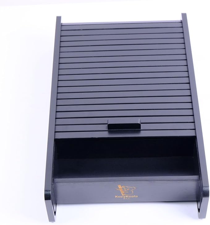 KozyKoala & Co. Black Bamboo Drawer Organizer with Sliding Lid - 5 Slot Kitchen Drawer Organizer & Utensil Holder - Wood Bamboo Cutlery Tray for Flatware & Multipurpose Storage for Home & Office - Image 2