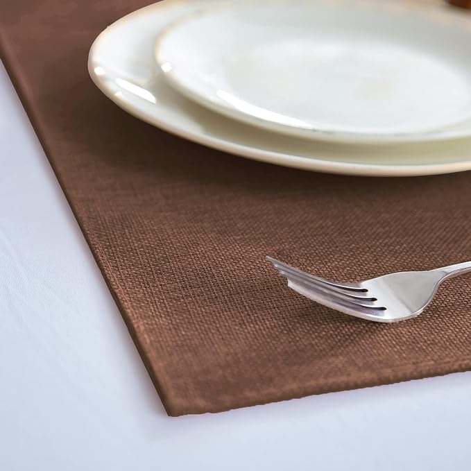 Cloth Placemats Set of 8, Linen Type Fabric Placemats Machine Washable Heat Resistant Placemats Wrinkle Free Thick Polyester Kitchen Place Mats for Dining Table (Dark Brown) - Image 7