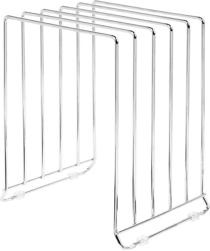 mDesign 5 Slot Pot and Pan Rack — Metal Wire Rack for Cabinets, Pantries or Kitchen Surfaces — Freestanding Pan Stand for Pans, Pots, Lids and Crockery – Silver - Image 9