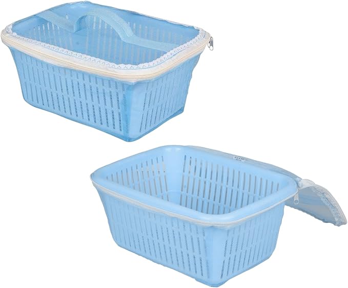 Go Hooked Multipurpose Plastic Storage/Gift Basket With Net Cover | Stylish Basket With Zip Net Cover Pack Of 1 (Blue). - Image 10