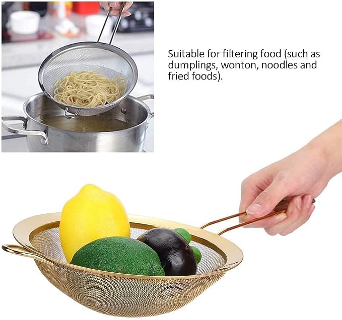 Fine Mesh Strainer Set, Gold Strainer for Juicing Stainless Steel Fine Mesh Strainer Set Of 3 with Handle for Kitchen Food Flour Baking - Image 9
