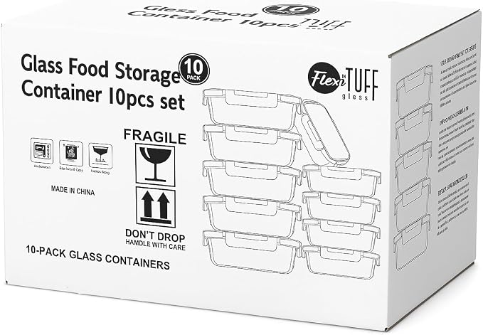 20pcs Set Food Storage Containers (10 Airtight & 10 Lids) |Lunch Containers | Meal Prep Containers | BPA Free, Leakproof Lids, Dishwasher, Microwave and Freezer Safe for Kitchen - Image 9