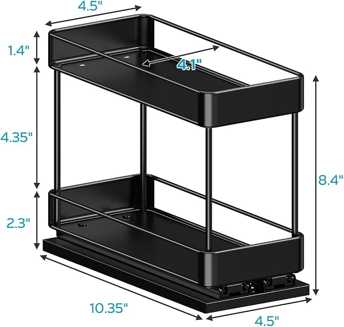 Nieifi Pull Out Spice Rack Organizer, 2 Tiers, 2 Pack | 4.1"Wx10.35"Dx8.4"H, For Cabinet, Easy to Install, Metal - Image 7