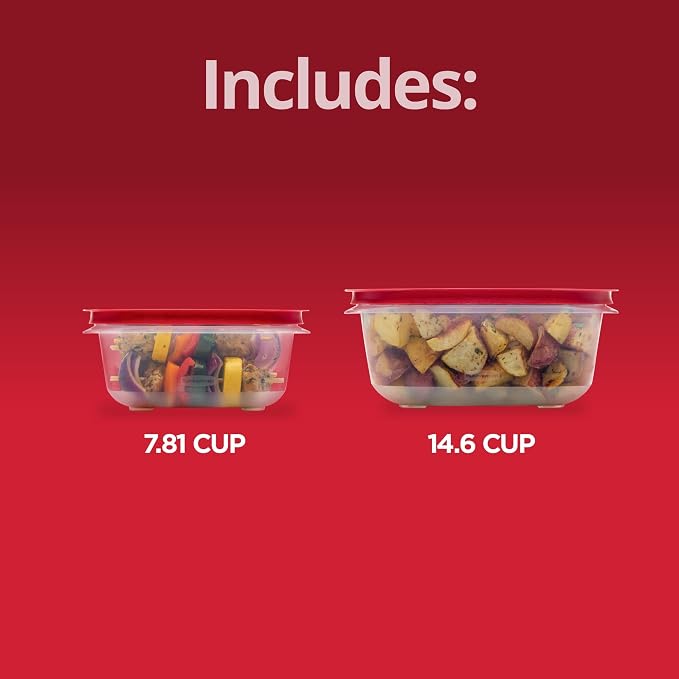 Rubbermaid 7.81- and 14.66-Cup EasyStore Square Containers, 2 Pack, Food Storage Containers, Food Storage Containers with Lids - Image 6
