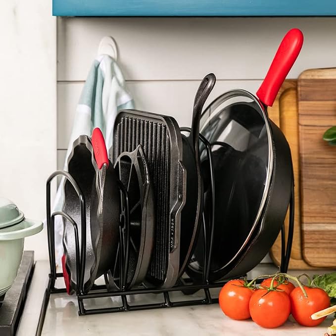Lodge Cookware Organizer - 5-Tier - Multi-Tier Storage Rack for Cookware & Accessories - Space-Saving Organizer for Cast Iron, Lids & Kitchen Essentials - Matte Black - Image 6