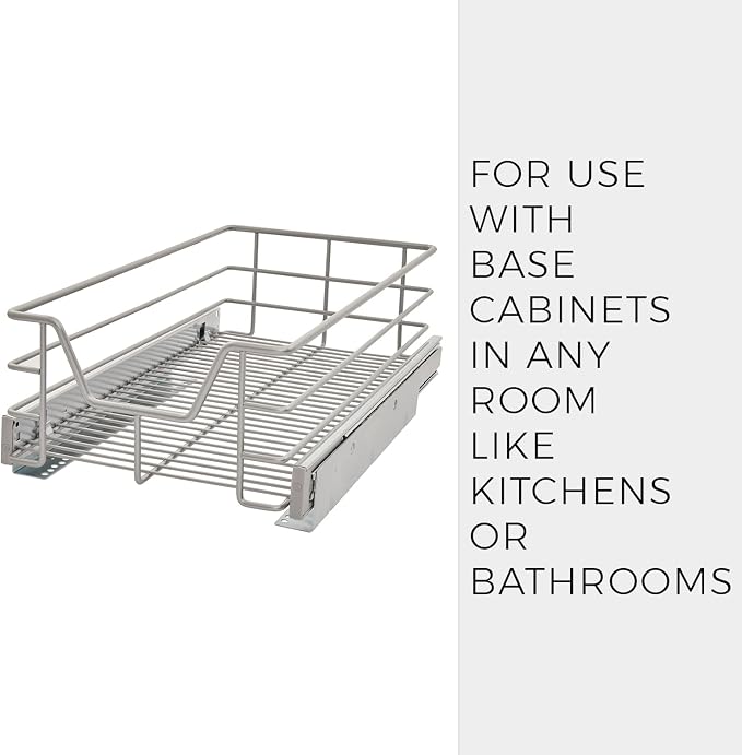 ClosetMaid 32101 Premium 11.5-Inch Wide Kitchen Single Tier Cabinet Pull Out Basket, Platinum - Image 7