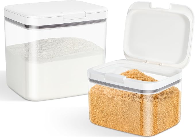 2 Pack Flour Sugar Storage Containers with Pop-to-Flip Lid 2.9 Qt + 4.75 Qt | Airtight Rice Container BPA Free Dog Food Holder Dog Treat Storage Kitchen Organizers - Image 8