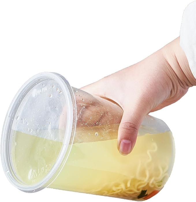 Jaluxing [42 Sets - 32 oz. Plastic Deli Food Storage Soup Togo Containers With Airtight Lids Clear Disposable Takeout Quart Container (Formerly FULING) - Image 6
