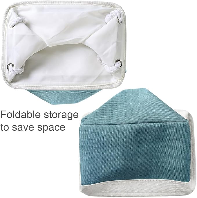 Organization and Storage basket for Organizing - 3 Pack 16x12x12 inch Cube Storage Bin for Shelves, Fabric Storage Cubes for Organizer Cloth Closet Toy Box (White & Green) - Image 7
