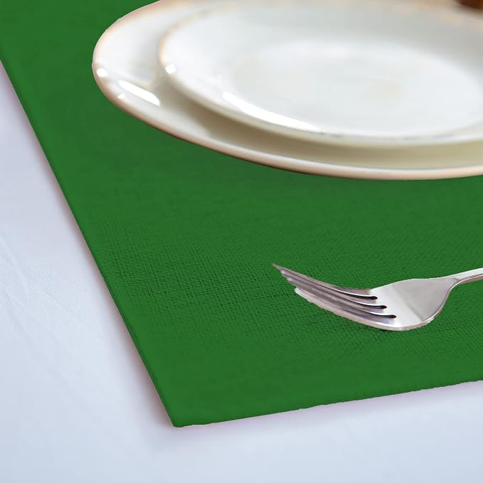 Cloth Green Placemats Set of 8, Linen Type Fabric Placemats Machine Washable Heat Resistant Placemats Polyester Place Mats for Halloween, Thanksgiving and Christmas Dining Table (Forest Green) - Image 7