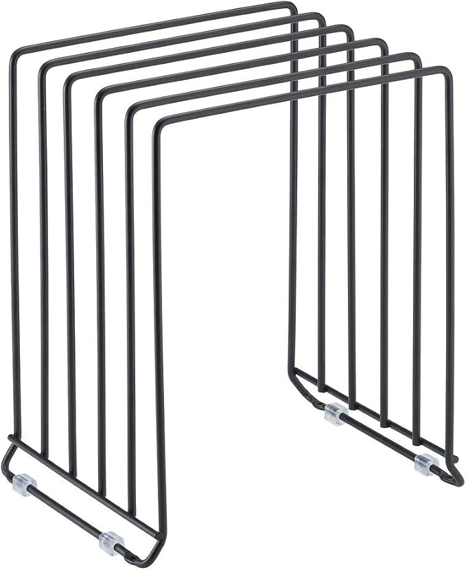 mDesign Pot Lid and Pan Rack — Metal Wire Rack for Cabinets, Pantries or Kitchen Surfaces — Freestanding Pan Stand with 5 Slots for Pans, Pots, Lids and Crockery — Black - Image 8