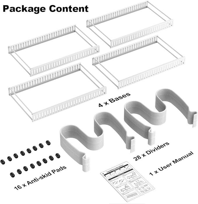 Housolution 2 Pack Pot and Pan Lid Organizer Holder Storage Rack, White | 12"-23" Expandable, 14 Adjustable Dividers, Sturdy Metal Construction, Easy Assembly - Image 7