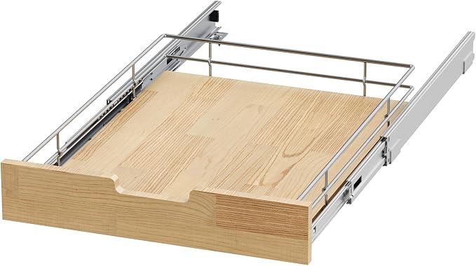Sikarou Pull Out Cabinet Organizer 20"W x 21"D Wood and Wire Storage Shelf - Image 7
