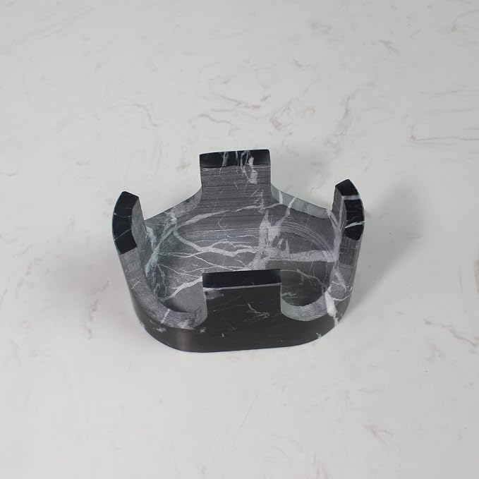 Natural Travertine Marble 2-Slot Sponge Holder for Kitchen Counter, 2-in-1 Stone Drying Rack, Sponge Caddy for Sink Organizer - Nero Portoro Marble - Image 7