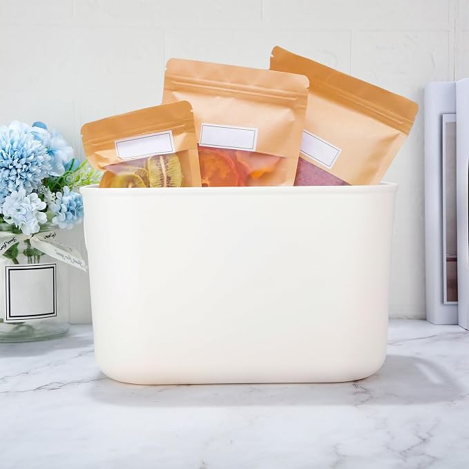 Zopeal Plastic Storage Bins 10 Pcs White Pantry Organizer Bins Small Baskets Storage Containers for Home Kitchen (10 x 7 x 6 Inch) - Image 7