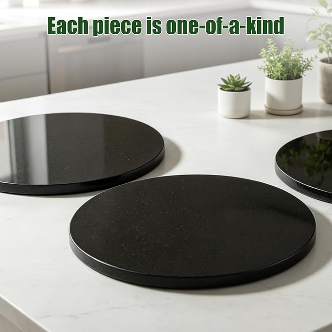 Marble Lazy Susan, 12 in Lazy Susan Turntable Organizer for Cabinet Pantry Kitchen Countertop Fridge Bathroom Makeup Vanity Countertop - Zimbabwe Black - Image 7