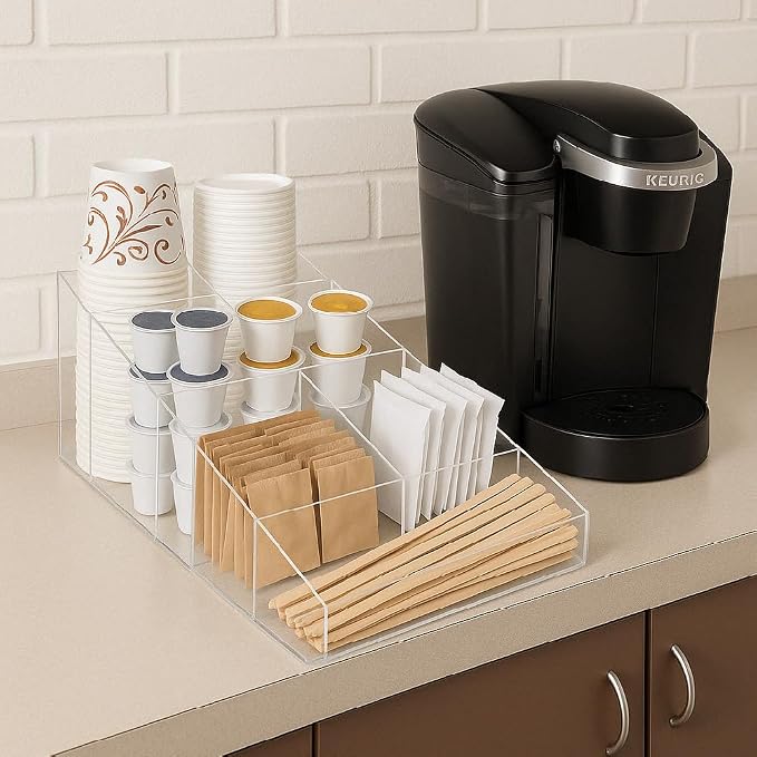 Java Joe Acrylic Breakroom Kitchen Coffee Station Organizer for Cups/Lids/Sugar/Tea/Stirrers - Image 6