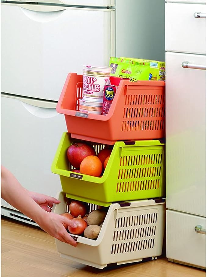 JapanBargain 3027, Japanese Stackable Storage Bin Kitchen Pantry Organizers Food Basket for Fruit Potato Condiments and Spices, Made in Japan - Image 9