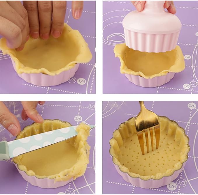 CANDeal 10PCS Tart Baking Molds Set, 8 PCS Quiche Baking Pans with 2PCS Tart Tamper, Removable Base, Non-stick Egg Tart Baking Molds Set,Mini Round Pie Moulds - Image 6