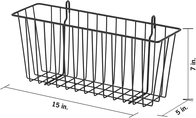 TRINITY 15-Inch Metal Hanging Basket to Use With Shelf Units and Storage Racks for Garage, Kitchen, and Closet Organization, NSF Certified, 10 Pound Capacity, Black, 2-Pack - Image 7