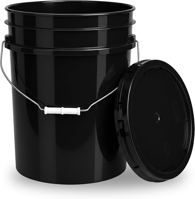 5 Gallon Bucket - Food Grade w/Lid BPA-Free,12 Pack - Black | Airtight Gasketed Tear Strip Lid, Heavy-Duty 90 Mil HDPE Plastic Pail, Bulk Storage, Food Safe Durable Container, Made in USA - Image 8