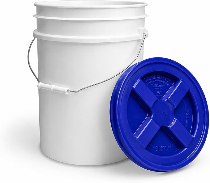 5 Gallon Bucket - Food Grade w/Lid BPA-Free, White/Blue, 3 | Airtight Gamma Seal Screw-On Lid, Heavy-Duty 90 Mil HDPE Plastic, Food Safe and Durable Container, Bulk Storage, Made in USA - Image 8