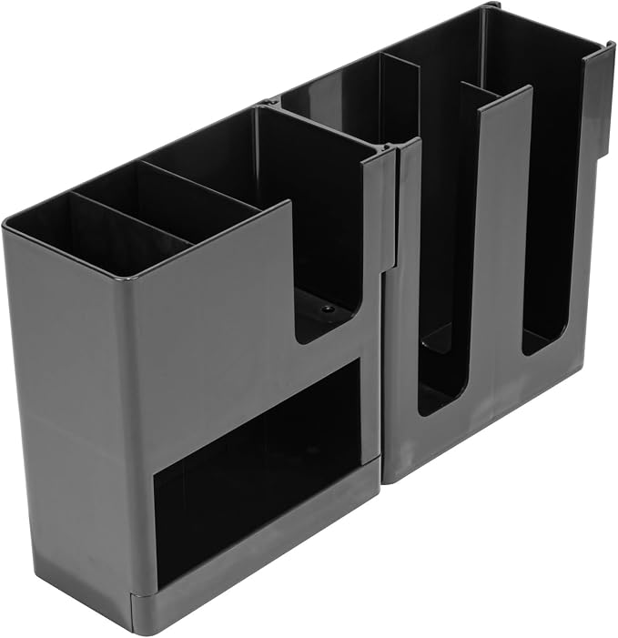 Restaurantware Restpresso Coffee Bar Organizer, 1 Count Durable 6 Compartments, Compact Size, Black Plastic Tabletop Coffee Supplies Organizer For Homes, Office Spaces, Breakrooms, and Lounges - Image 12