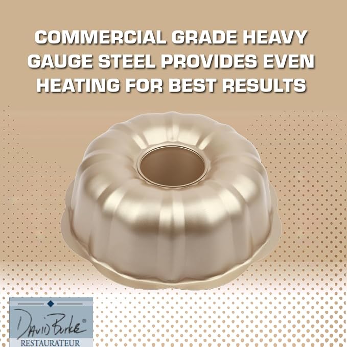 David Burke 9" Fluted Bake Pan – Carbon Steel Bundt Cake Pan – Bronze - Image 5