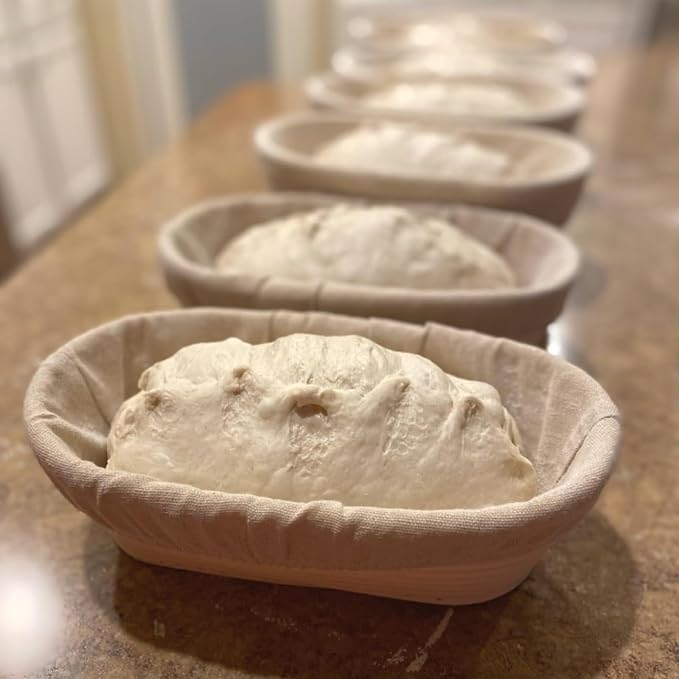 Banneton Bread Proofing Basket 2 Pack 10 In Oval Sourdough Proofing Basket | Sourdough Bread Baking Supplies for Making Baking Fermentation Food Storage Tools - Image 7