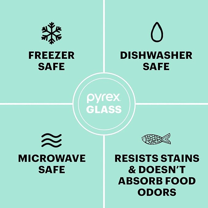 Pyrex Freshlock (10-Pack) Mixed Sizes Airtight Glass Food Storage Set | Plastic BPA-free leakproof locking lids - Image 7