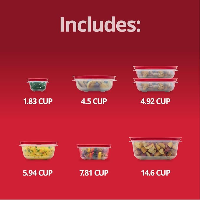 Rubbermaid EasyStore Square and Round Containers, 14-Piece Set, Food Storage Containers, Food Storage Containers with Lids - Image 6