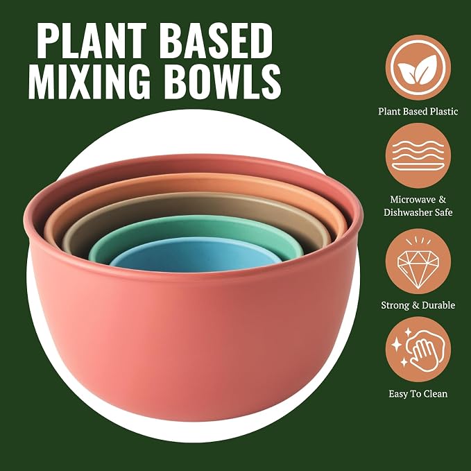 Bamboozle Astrik Baking Bundle | 5 Piece Mixing Bowl Set | Measuring Cups and Spoons | Cooking and Meal Prep | Dishwasher Safe | Microwave Safe | Desert Bloom - Image 7