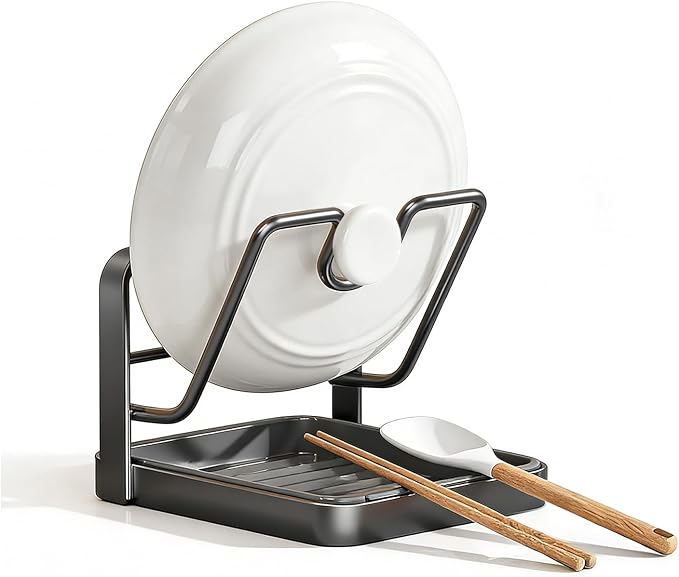 Pot lid holder while cooking,Kitchen lid and spoon rest,pot lid organizer,Multifunctional Pot Lid Organizer Rack, Lid Holder While Cooking,Lid And Spoon Rest, Thickened Carbon Steel Material (style 1) - Image 8