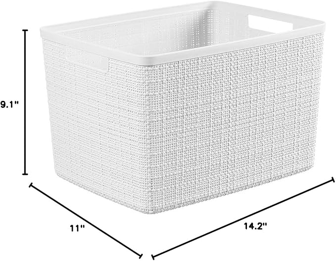 Curver Set of Decorative Plastic Organization and Storage Baskets, Set of 12 - Image 8