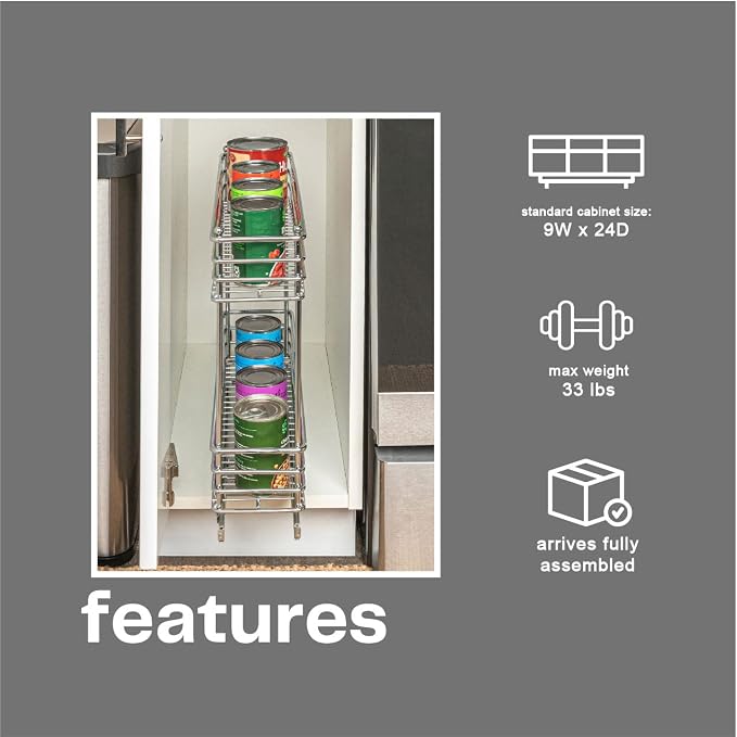 Household Essentials Chrome 2-Tier Sliding Cabinet Organizer, 5" - Image 11