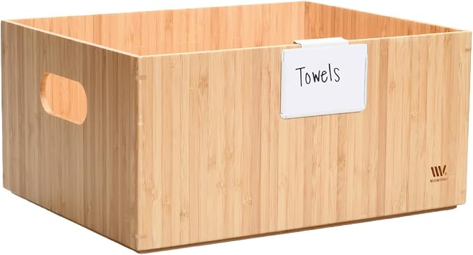 MobileVision Bamboo Storage Box, 14”x11”x 6.5”, Durable Bin w/ Handles, Stackable - For Toys Bedding Clothes Baby Essentials Arts & Crafts Closet & Office Shelf - Image 9