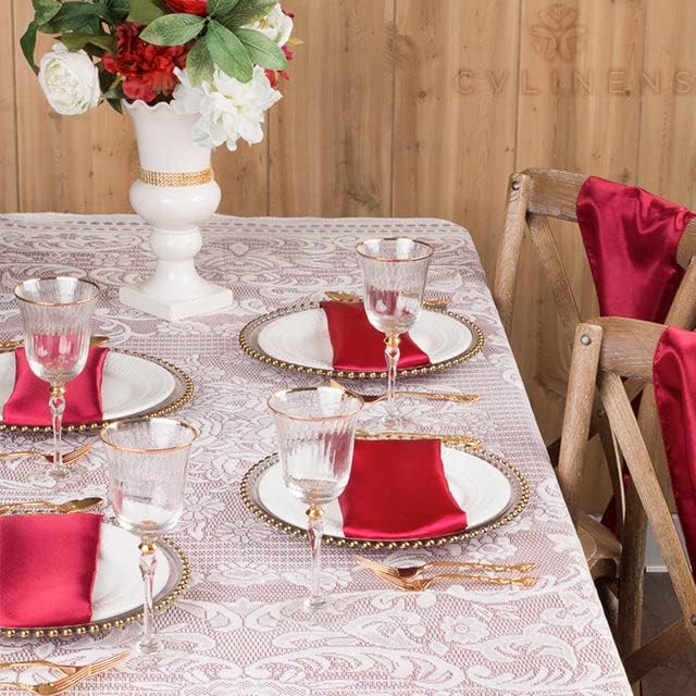 CVL 50 Pk, Satin Napkin 20"x20" Square Edge: Hemmed Material: 100% Polyester - Burgundy - Image 2