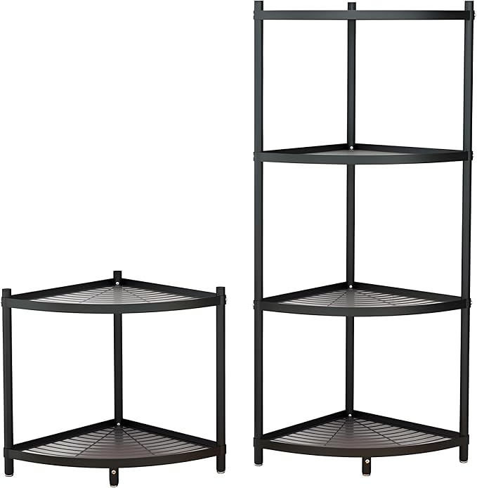 6-Tier Kitchen Corner Pot Rack, Floor Standing Corner Shelf | Narrow Corner Storage, Space Saving, Heavy-Duty Carbon Steel, Thick Solid Grid Shelf, Extra-Large Space Fits Large Cookwares - Image 9