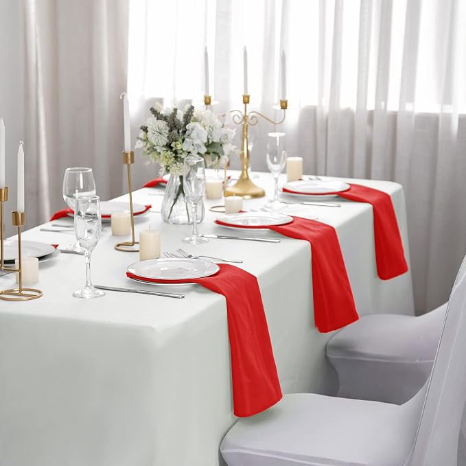50pcs Polyester Cloth Napkins - 17 x 17 inch Red Dinner Washable Napkins with Hemmed Edges for Restaurant/Wedding/Hotel(50,Red) - Image 7