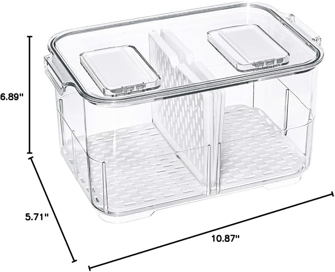 SANNO Fridge Food Storage Containers Produce Saver FreshWorks Produce Food Storage Container Bin Stackable Refrigerator Kitchen Organizer Keeper, with Removable Drain Tray to Keep Fresh - Image 9