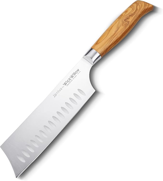 WICKWILLOW 6.5” Nakiri Knife – Swedish Steel, Olive Wood Handle, Daily Prep | For vegetables, herbs and plant-based cooking with clean push cuts. Hand wash only. Gift box included. - Image 9